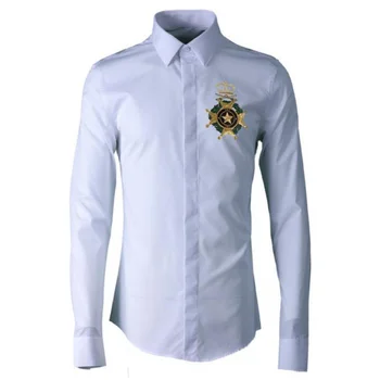 Мъжка риза с бродерия Minglu, Модни Нова Мъжка риза от 100% памук с Дълъг ръкав Camisa Masculina, Мъжки Ризи, Ежедневни Приталенная засаждане 4XL