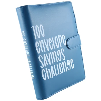 Корици 100 пликове с предизвикателства за спестявания в реално време, икономичен корици, лесен и увлекателен начин да се спестят пари (в синьо)