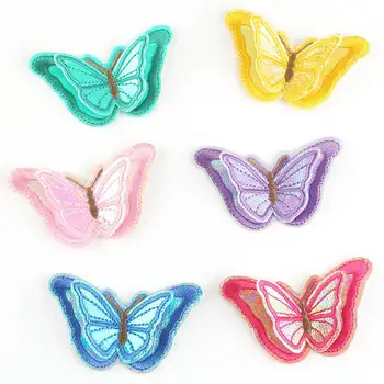 5ШТ Бродирани ивици от плат с пеперуди, двуслойни, обемни апликации, нашивка от плат за шиене на дрехи