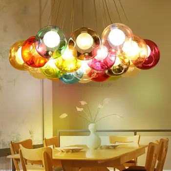 Модерен, креативен дизайн, Многоцветен стъклена топка, led висящи лампи за Дома деко-бар, Кафене, дневна AC85-265V