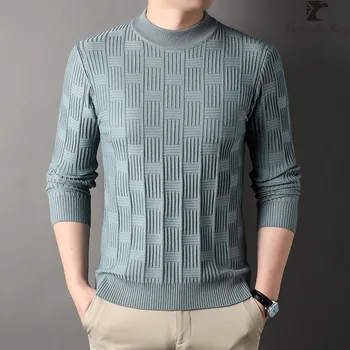 Модерен есенно-зимния Пуловер, пуловер, мъжки Поло с модерен Дизайн, Дебела топла долна риза