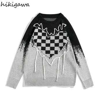 Чист стил, Реколта Пуловери за жени, Ежедневна мода, Градиентный пуловер, Японски вязаный пуловер Оверсайз, Жилетка Y2k