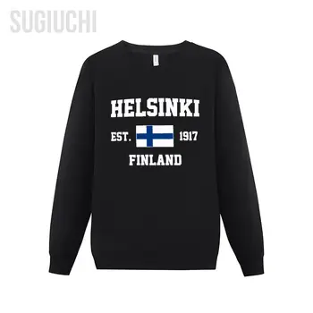 Мъжки и дамски блузи с качулка Finland EST.1917 Helsinki Capital, пуловер с качулка, блузи с кръгло деколте в стил хип-хоп, памук, Унисекс