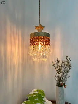 Скандинавски Дизайн, Луксозни Реколта Месингови Висящи лампи с хрустальным Перезвоном, Начало Декор, Нощна лампа за спални, Ресторант, Бар на балкона с настаняване в семейство