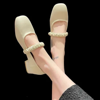2023 Нова корейска пролетно-есенен дамски обувки Mary Jane в средно обувки, дамски обувки Mary Jane, дамски обувки големи размери, обувки Mary Jane