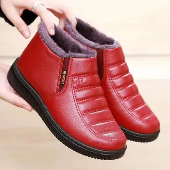 2023 червени ботильоны от изкуствена кожа за жени, пролетни класически водоустойчив плюшени лоферы с точна шевове, дамски пролетни обувки от кадифе