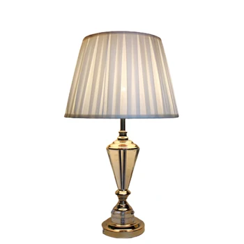 Европейската Декоративна настолна лампа от прозрачен кристал K9, Класическа Тъкан, Спалня, хол, Кабинет, Led осветление E27, Златна настолна лампа