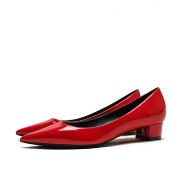 Дамски Обувки-лодка Null, Блестящи Огледални Обувки от лачена кожа, без закопчалка на висок ток с остър пръсти, Зашити Дизайнерски Обувки Червено, Сребърно, Бежово на Цвят, 3 см, 43
