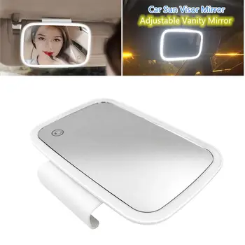 Универсално автомобилно огледало на сенника и батерия 400 ма, детско огледало за грим, Огледало за обратно виждане посребрено стъкло с led подсветка