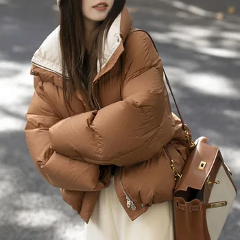 Нова naka памучен дрехи, Модерно яке с памучна подплата, Дрехи за хляб, Женски Свободно утолщенное зимно палто