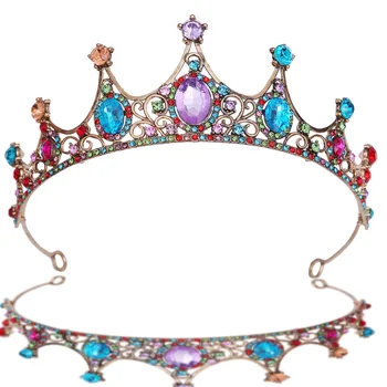 KMVEXO Малки многоцветни кристални вечерни диадеми, корона, диадема с пайети, яки, шапки, сватбени аксесоари за косата на булката