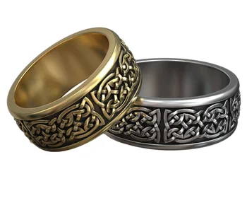 6-11 г Келтски Орнамент, Амулет под формата на Възел, Сватбена двойка, Златен пръстен от масивно сребро проба 925
