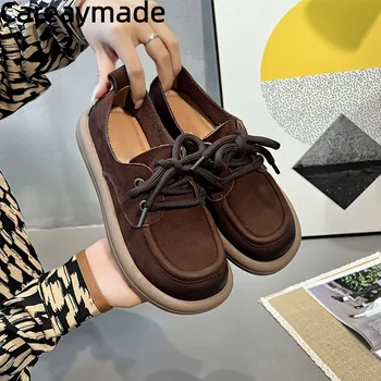 Careaymade-Нови дамски фините кожени обувки от естествена кожа, ръчно изработени в ретро стил, с мека подметка, удобни ежедневни обувки от мека кожа