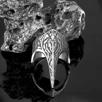 Уникална Реколта издълбани пръстени от неръждаема стомана в стил пънк, хип-хоп, Байкерские мъжки пръстени, бижута, подарък, Безплатна доставка