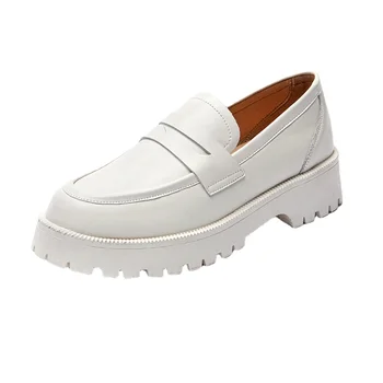 Пролетно дамски обувки в Британския Стил, Ежедневни лоферы на дебела подметка в стил Колеж, Модни обувки от естествена кожа За Момичета WHSLE MTO