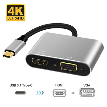 USB Адаптер 3.1 Type-C за HDMI, VGA, Съвместими с HDMI 4K * 2K Аудио-видео Конвертор за преносими компютри, мобилни телефони, USB 3.1 Type-C